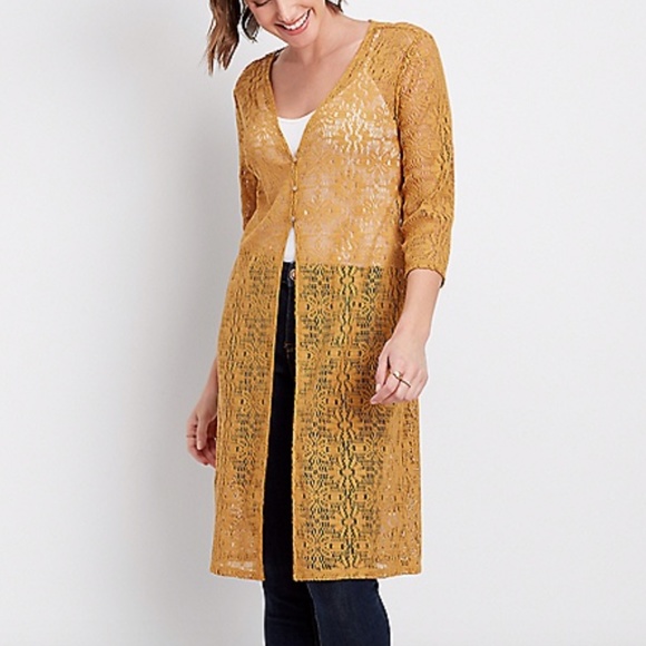 Maurices Tops - Maurices Crochet Button Front Duster Cardigan Topper